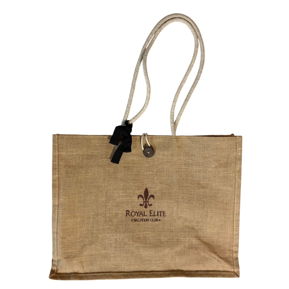 Royal‎ Elite Vacation Club Beige Burlap Tote Bag with Rope Handles